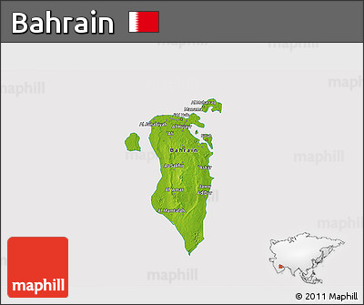 Physical 3D Map of Bahrain, cropped outside