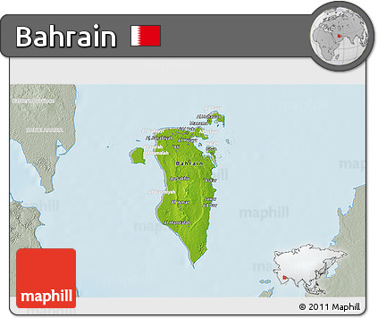 Physical 3D Map of Bahrain, lighten, semi-desaturated, land only