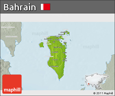 Physical 3D Map of Bahrain, lighten, semi-desaturated, land only