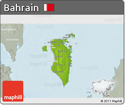 Physical 3D Map of Bahrain, lighten, semi-desaturated, land only
