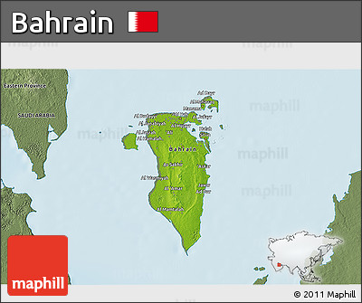 Physical 3D Map of Bahrain, semi-desaturated, land only