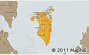 Political 3D Map of Bahrain, semi-desaturated