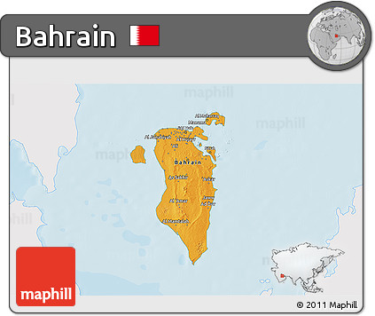Political 3D Map of Bahrain, single color outside