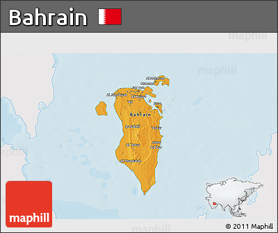 Political 3D Map of Bahrain, single color outside