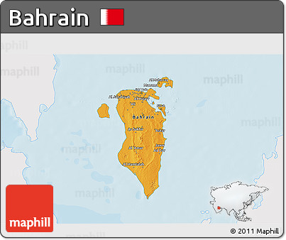 Political 3D Map of Bahrain, single color outside