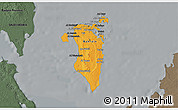 Political Shades 3D Map of Bahrain, darken, semi-desaturated