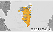 Political Shades 3D Map of Bahrain, desaturated