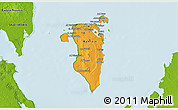 Political Shades 3D Map of Bahrain, physical outside
