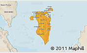 Political Shades 3D Map of Bahrain, satellite outside, bathymetry sea