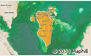 Political Shades 3D Map of Bahrain, satellite outside