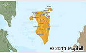 Political Shades 3D Map of Bahrain, semi-desaturated, land only