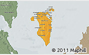Political Shades 3D Map of Bahrain, semi-desaturated