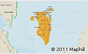 Political Shades 3D Map of Bahrain, shaded relief outside, bathymetry sea