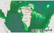 Satellite 3D Map of Bahrain, lighten, desaturated, land only