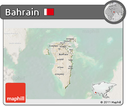 Satellite 3D Map of Bahrain, lighten