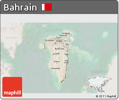 Satellite 3D Map of Bahrain, lighten