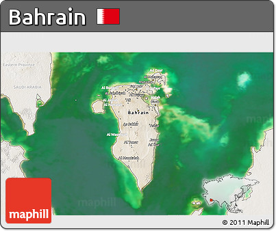 Satellite 3D Map of Bahrain, lighten, land only