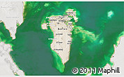 Satellite 3D Map of Bahrain, lighten, semi-desaturated, land only