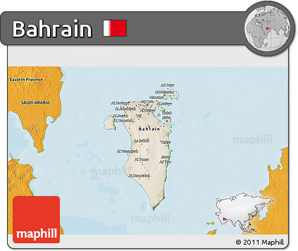 Satellite 3D Map of Bahrain, political outside