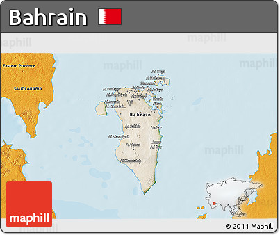 Satellite 3D Map of Bahrain, political outside