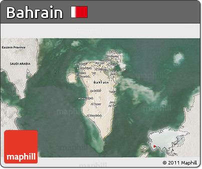 Satellite 3D Map of Bahrain, semi-desaturated