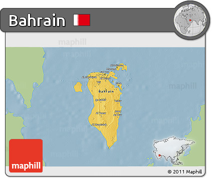 Savanna Style 3D Map of Bahrain, single color outside