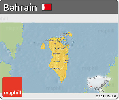 Savanna Style 3D Map of Bahrain, single color outside