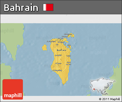 Savanna Style 3D Map of Bahrain, single color outside