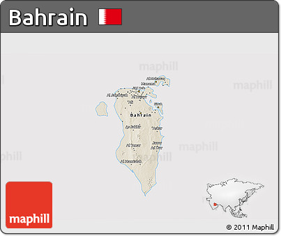 Shaded Relief 3D Map of Bahrain, cropped outside