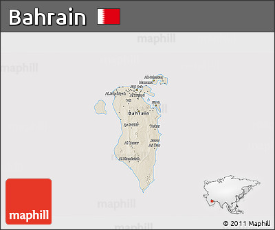 Shaded Relief 3D Map of Bahrain, cropped outside