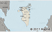Shaded Relief 3D Map of Bahrain, darken, semi-desaturated, land only