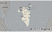 Shaded Relief 3D Map of Bahrain, darken, semi-desaturated