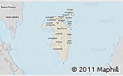 Shaded Relief 3D Map of Bahrain, desaturated, land only