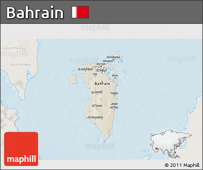 Shaded Relief 3D Map of Bahrain, lighten, land only
