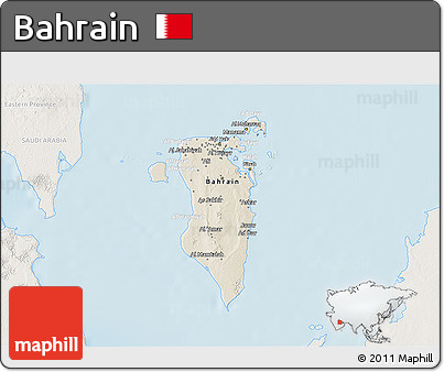 Shaded Relief 3D Map of Bahrain, lighten, land only