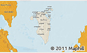 Shaded Relief 3D Map of Bahrain, political outside