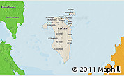 Shaded Relief 3D Map of Bahrain, political shades outside