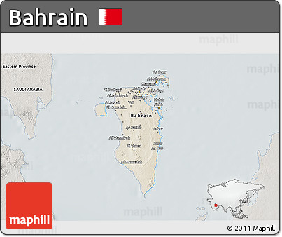 Shaded Relief 3D Map of Bahrain, semi-desaturated