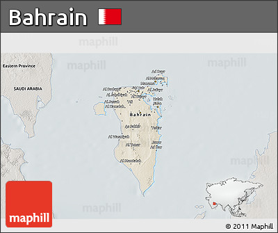Shaded Relief 3D Map of Bahrain, semi-desaturated