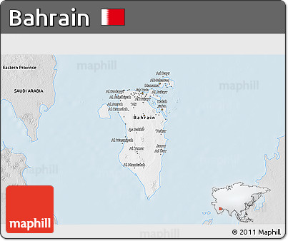 Silver Style 3D Map of Bahrain
