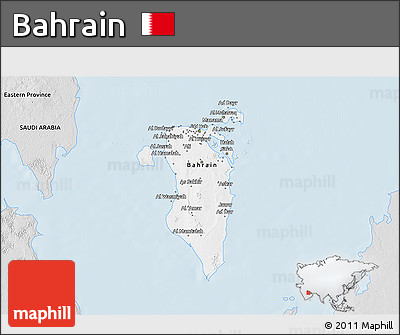 Silver Style 3D Map of Bahrain