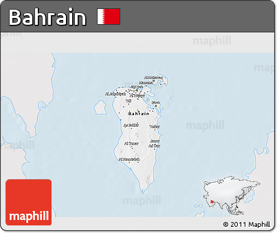 Silver Style 3D Map of Bahrain, single color outside