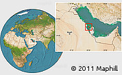 Satellite Location Map of Bahrain, within the entire country