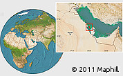 Satellite Location Map of Bahrain, highlighted country