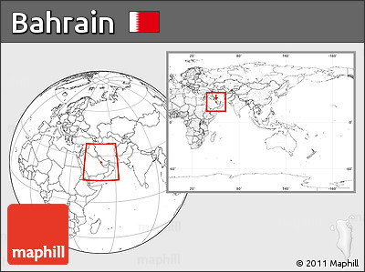 Blank Location Map of Bahrain, within the entire continent