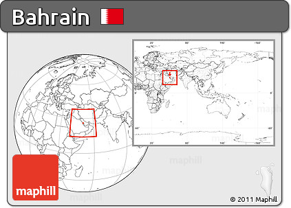 Blank Location Map of Bahrain, within the entire continent