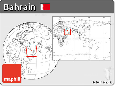 Blank Location Map of Bahrain, within the entire continent