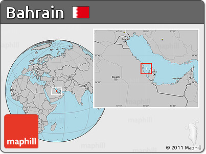 Blank Location Map of Bahrain, gray outside