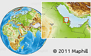 Blank Location Map of Bahrain, physical outside