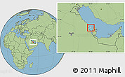Blank Location Map of Bahrain, savanna style outside